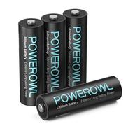 POWEROWL Pilas AA de Litio, Batería AA de 1,5 V para cámara Parpadeante, Linterna, Juguete, luz Solar, Control Remoto, Paquete de 4【No Recargables】