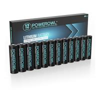 POWEROWL Pilas AA de Litio de Alto Rendimiento y Larga Duración, 1,5V Batería AA para Dispositivos de Alta Tecnología - Paquete de 12(No Recargable)