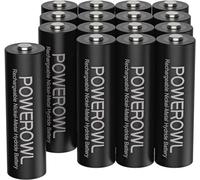 POWEROWL Pilas Recargables AA Alta Capacidad 2800mAh 1.2V Pila AA Recargable NI-MH Diámetro 14.4mm Baja Autodescarga (Precarga 16 Piezas, Recargable Aproximadamente 1200 Veces)