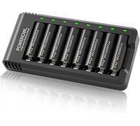 POWEROWL Pilas Recargables AA Pro con Cargador, 8 Bahías Cargador Pilas con LED, Alta Capacidad 2800mAh AA Pila Recargable 1.2V Ni-MH(8 Piezas)