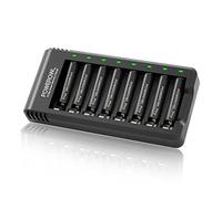 POWEROWL Pilas Recargables AAA Pro con Cargador, 8 Bahías Cargador Pilas con LED, Alta Capacidad 1100mAh AAA Pilas Recargables 1.2V Ni-MH(8 Piezas)