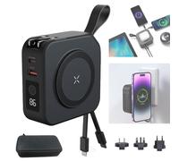 Powerpack - Batería externa universal 5 en 1, para batería Magsafe, batería externa de 10000 mAh con cable integrado, cargador portátil inalámbrico para iPhone 15/15 Pro/ProMax, iPhone 14/13/12 Series