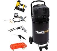 Powerplus POWX1751 Compresor de aire comprimido sin aceite con depósito de 50 l - Compresor de aire con bomba de aire comprimido para bicicleta - Compresor de aire de 1100 W y 8 bar