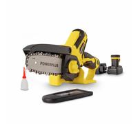 Powerplus POWXG1045-12V - Motosierra con batería de 12 V y cargador, pequeña sierra eléctrica con espada de 100 mm para operación con una sola mano, herramientas de jardín para fácil jardinería