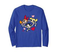 Powerpuff Girls Hearts Circle Manga Larga, Unisex para Adultos, Azul Real, XXL