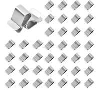 Powerruif 40 Pieces 304 Stainless Steel U Clamps, Stainless Steel Pipe Clamps Metal Spring Clip U-Clamps Stainless Steel Reusable Fixing Clips for Basement Lids U-Clips Set 21.4mm x 12mm