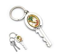 Powersell Llavero de bolsillo con anillo porta llaves bandera nacional italiana italiana de metal, accesorio para hombre y mujer, idea de regalo (llave B)