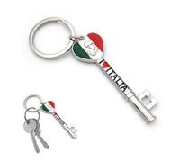 Powersell Llavero de metal con diseño de bandera nacional italiana para hombre y mujer, Cromo Verde Blanco Rojo, Talla única