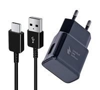 Powersky - Cargador USB C de carga rápida con cable para Samsung Galaxy S21, S20, S10, S9, S8, Note 10, 9, 8, 7 y A53, A7, Serie A, USB cargador de teléfono USB tipo C - Negro