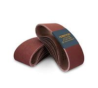 POWERTEC 11043-2 - Surtido de bandas de lijado de óxido de aluminio de 3 x 21 pulgadas, 5 de cada grano 40/80/120/240, 20 unidades