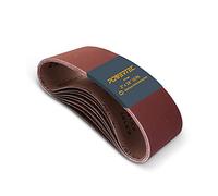 POWERTEC 110820 - Bandas de lija de óxido de aluminio de grano 100, papel de lija de alta calidad para lijadora de banda portátil, 10 unidades