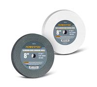 POWERTEC 15527 Rueda de pulido de óxido de aluminio, 8 "x 1" con cenador de 5/8", grano 36 y grano blanco 100, 2 unidades