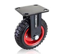 POWERTEC 17053 - Rueda industrial fija de alta resistencia, 8 pulgadas, negro, 8 pulgadas
