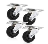 POWERTEC 17210 Ruedas giratorias de goma de perfil bajo, 2 pulgadas, 4 unidades
