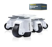 POWERTEC 17300 - Juego de 4 ruedas de nivelación de 2 pulgadas, resistentes con asas de trinquete ajustables, ruedas retráctiles y giratorias, 4 unidades