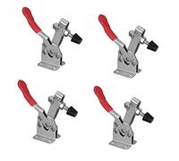 POWERTEC 4 abrazaderas de palanca, capacidad de sujeción de 300 libras, abrazaderas horizontales de liberación rápida 201B con punta de presión de goma antideslizante para plantillas y accesorios de