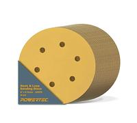 POWERTEC 45208G-50-P2 - Discos de lijado de grano 80 de 6 pulgadas, 6 agujeros, color dorado, paquete de 100