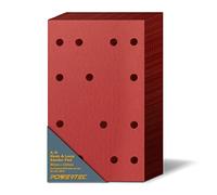POWERTEC 4R13506-50 Reemplazos de hoja de lijadora de gancho y bucle, abrasivos de óxido de aluminio de grano 60 premium (paquete de 50)