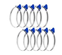 POWERTEC 70260 Abrazadera de manguera de 4 pulgadas, llave de tornillo de pulgar ajustable de acero inoxidable para colectores de polvo y ventilación de secadora, paquete de 10, azul
