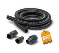 PowerTec 70356 - Kit de recogida de polvo de manguera de 10 pies para herramientas eléctricas de carpintería, aspiradoras de taller de trabajo húmedo/seco, sierra de mesa ingletadora, 2 accesorios más