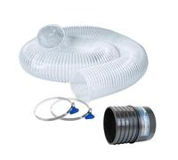 POWERTEC 70414 Abrazaderas de llave de 4 x 10 pies y acoplador roscado a la izquierda de conexión rápida de 4 pulgadas que adapta tubería de alcantarillado de PVC de pared delgada de 4 pulgadas a