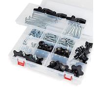 POWERTEC 71128 - Juego de 128 piezas de perillas en T, pernos roscados y arandelas de 5/40.6 cm-18, pernos de pista en T, accesorios de pista en T para plantillas y accesorios de carpintería