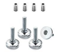 PowerTec 71189 - Niveladores de Muebles de 3/8"-16 con Insertos roscados, 4 Unidades, Color Blanco