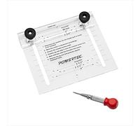POWERTEC 71412 Plantilla de hardware de gabinete, herramienta de plantilla de hardware de gabinete y punzón central, plantilla de tirador de cajón para asas y tiradores