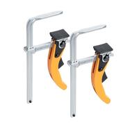 POWERTEC 71542V Abrazadera de mesa de trinquete de liberación rápida para sistema de riel MFT y guía, capacidad de 7 pulgadas (178 mm) x 2-3/8 pulgadas de profundidad de garganta, 2 unidades