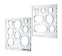 POWERTEC 71622 12 x 10 pulgadas, juego de 2, plantillas de círculo/ojal, plantillas decorativas de acrílico transparente para carpintería