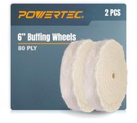 POWERTEC 71630 Discos de Pulir, Rueda de pulido cosida en espiral extra gruesa, algodón (80 capas) con agujero de árbol de 12 pulgadas, 2 unidades