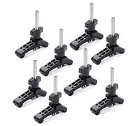 POWERTEC 71661-P4 Mini T Track Hold Down Abrazaderas para carpintería, 3-3/4 pulgadas x ¾ Abrazaderas de plástico reforzadas con pernos en T de acero, paquete de 8