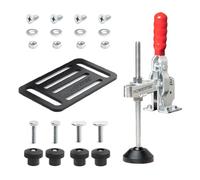 POWERTEC 71702 Abrazadera de palanca vertical y kit de placa de montaje para carpintería, capacidad de sujeción de 200 libras con liberación rápida