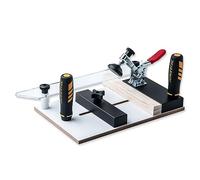 POWERTEC 71765 Trineo de fresado para largueros, para mesas de fresado, corte preciso en puertas de armario, frentes de cajón, plantillas, con abrazaderas ajustables y base guía, evita astillado