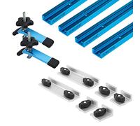 POWERTEC 71779 Kit de pista en T de perfil de doble corte de 24 pulgadas, incluye paradas largas y cortas y abrazaderas de sujeción de 5-1/2 pulgadas