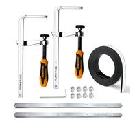 POWERTEC 72046 Conector de riel guía de sierra de pista para Festool, Makita, DeWalt y Triton, juego de 2 con tira de repuesto de protector de astillas de riel guía de 55 pulgadas y 2 abrazaderas de