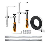 POWERTEC 72047 Conector de riel guía de sierra de pista para Festool, Makita, DeWalt y Triton, juego de 2 con tira de repuesto de protector de astillas de riel guía de 55 pulgadas y 2 abrazaderas de