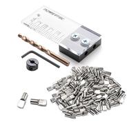 POWERTEC 72065 - Plantilla para taladrar espigas de 1/4"" y juego de 100 clavijas de estante de 1/4"" con marcador de alineaci n cortado a l ser y