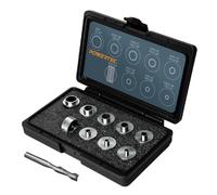 POWERTEC 72147 - Juego de 10 guías de bujes de plantilla de enrutador de 5/16 a 1 pulgada, se adapta a subbases de enrutador de cable Porter y 1 broca de carburo sólido de corte en espiral de 1/4