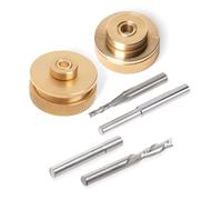 POWERTEC 72166 - Juego de brocas de enrutador de latón macizo y carburo, brocas de enrutador en espiral de corte descendente de 1/4 pulgadas y 1/8 pulgadas, vástago de 1/4 pulgadas con buje de