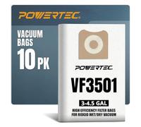 POWERTEC 75017-P2 Bolsa de filtro de repuesto de alta eficiencia para Ridgid/Workshop Wet/Dry Vacuum VF3501 / WS32045F - Paquete de 10