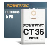 POWERTEC 75038 - Bolsa de filtro para Festool 496186 compatible con CT 36, 5 unidades