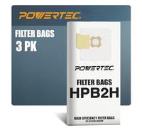 POWERTEC 75046 Bolsa de aspiradora filtrada HEPA | Bolsas de repuesto estilo HPB2H | Se adapta al modelo AstroVac Valet & VacuMaid - 3 unidades