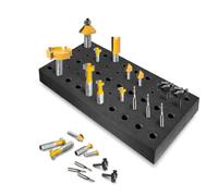 POWERTEC Bandeja de almacenamiento de brocas de enrutador, soporte para brocas de enrutador, capacidad para 50 brocas: (30) 1/2 pulgada y (20) brocas de 1/4 pulgadas, bandeja organizadora de brocas