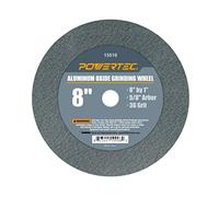 POWERTEC Bench Grinder Wheel 8 Inch 36 Grit, Aluminum Oxide Grinding Wheel for Bench Pedestal Grinder, 1" Thick 5/8" Arbor, Sharpening & Shaping Drill Bits, Blade, and Chisel 1PK (15516)