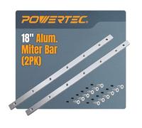 POWERTEC Crosscut Sled Miter Bar for Table Saw Sled, 3/4" x 3/8" x 18" with Predrilled Holes & Screws for Router Table, Bandsaw, Taper Jig, Table Saw Accessories for Woodworking, 2PK (71518-P2)