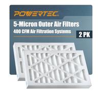 POWERTEC Filtro de aire exterior 75040 para sistema de filtración de aire POWERTEC AF4000, 5 micras, paquete de 2