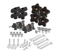 POWERTEC - Juego de 1 pomos en T, pernos roscados y arandelas de 6,35 mm, pernos y accesorios de raíles en T, para plantillas y accesorios de carpintería, juego de 46 unidades (71173)