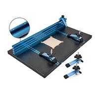 POWERTEC Kit de accesorios de mesa de prensa de taladro con valla de prensa de taladro en T de 14 x 24 pulgadas, escala grabada con láser, abrazaderas, insertos ajustables con perilla, topes abatibles