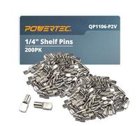 POWERTEC QP1106-P2V 1/4 Inch Shelf Pegs 200 uds. Spoon Shaped Shelf Pins Support Pegs for Shelves, Kitchen Cabinet Shelf, Bookshelf, Closet and Furniture, Nickel Plated Shelf Holders Pegs